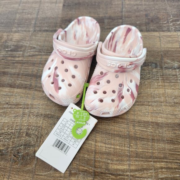 CROCS Other - Crocs NWT Toddler Classic Marbled Clog Size C8 Quartz/Multi Pink White